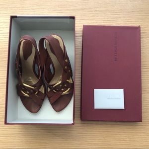 Bottega Veneta Burgundy Heel Sandal Sz 4.5
